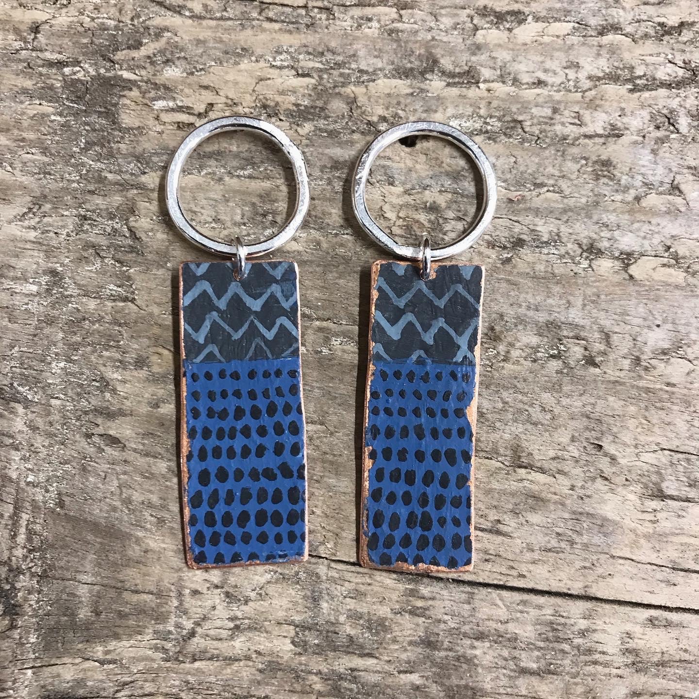 blue & black playful painterly earrings