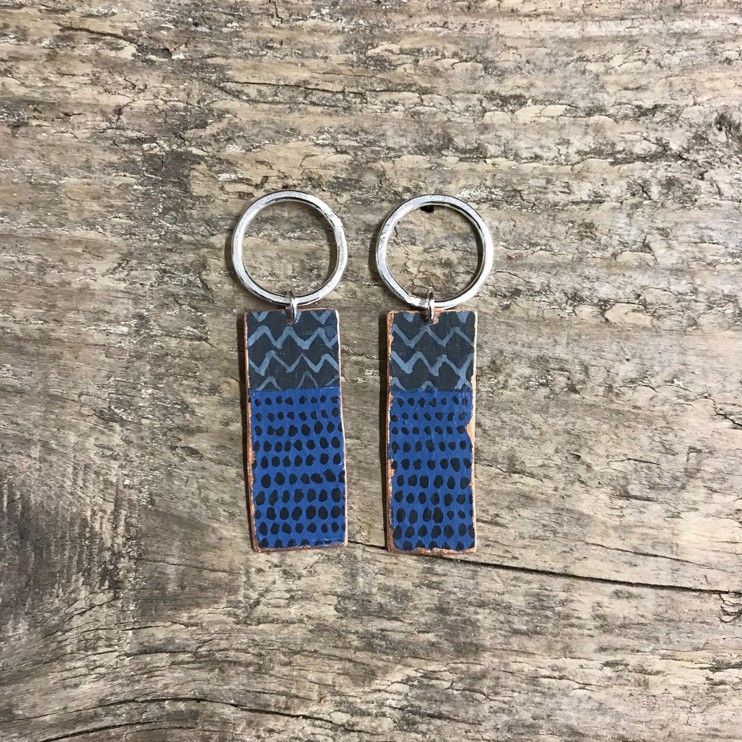 blue & black playful painterly earrings